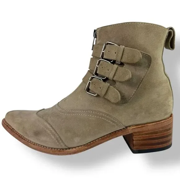 Sendra Western Moto Buckle Ankle Boots Tan Suede Triple Strap Women’s 9.5 - Picture 6 of 13